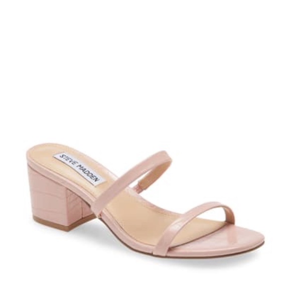 NWOT STEVE MADDEN Issy Block Heel Slide Sandal Pink - Picture 2 of 9